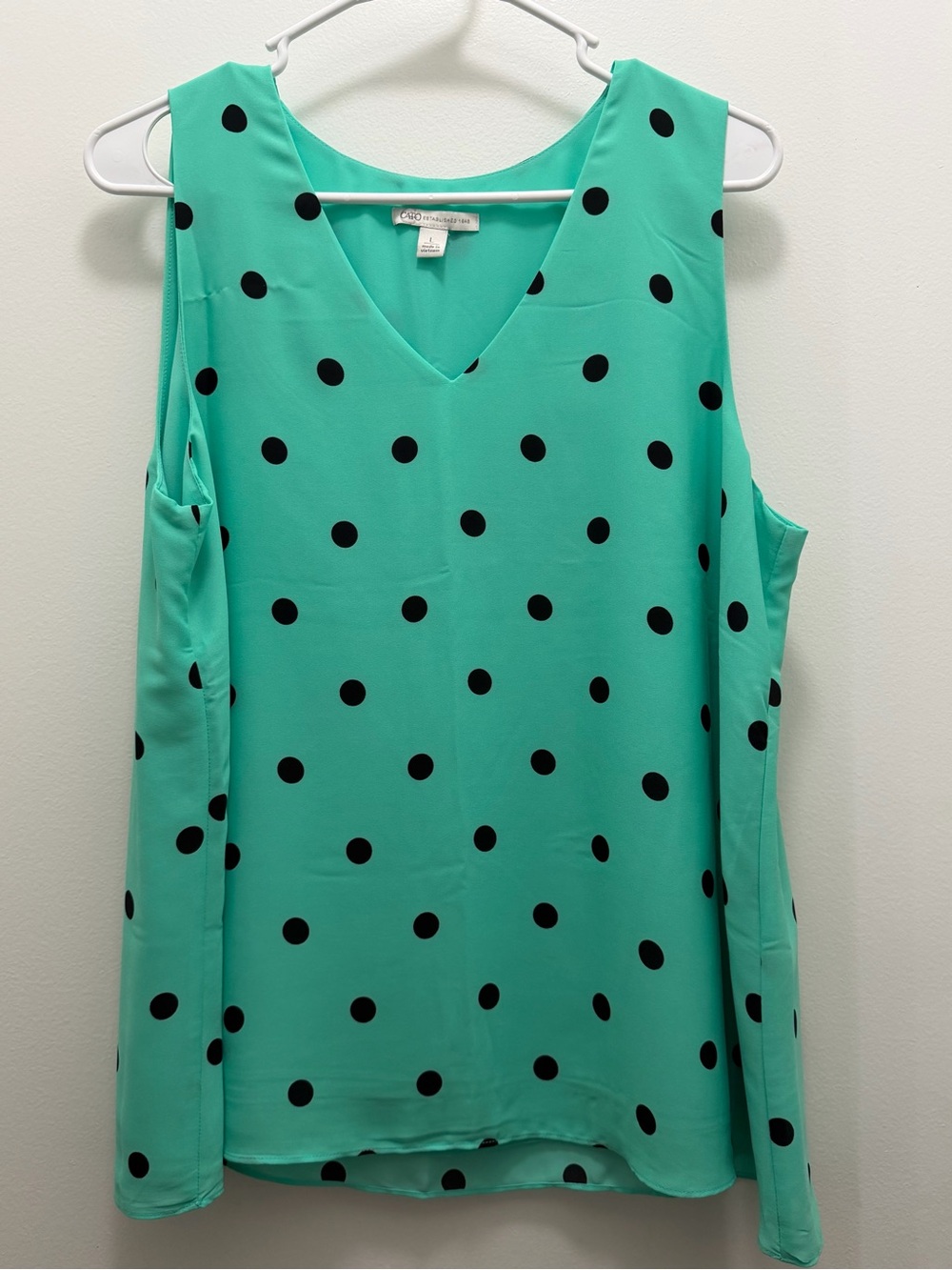 Cato Mint Green Polka Dot Cold-Shoulder V-Neck Camisole